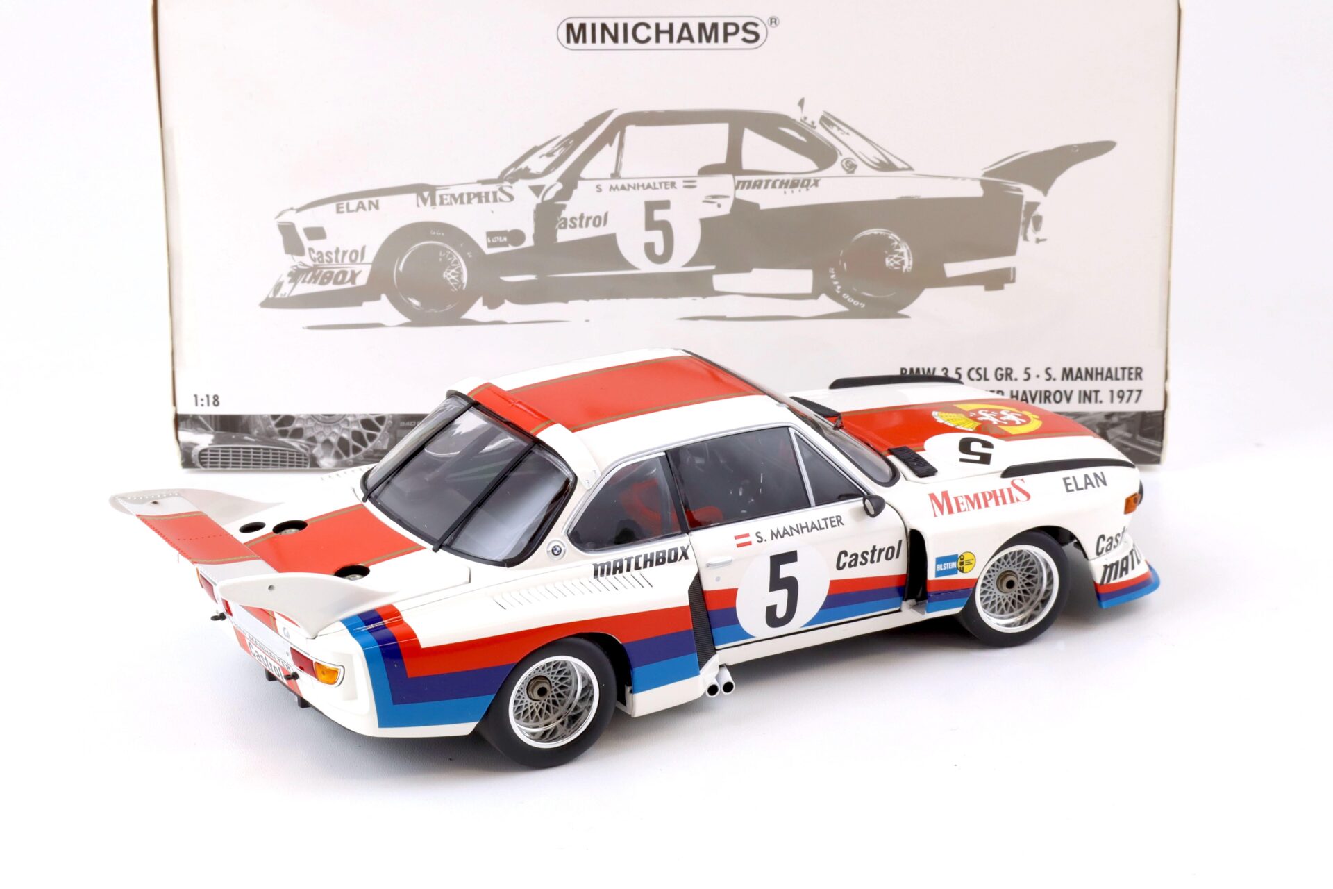 1:18 Minichamps BMW 3.5 CSL Gr.5 S.Manhalter #5 Winner Havirov Int. 1977