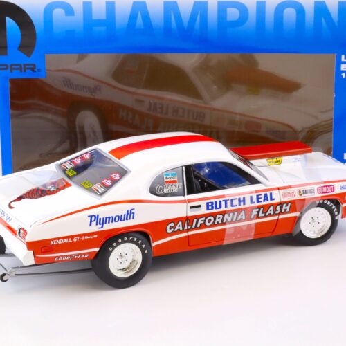 1:18 ERL 1973 Plymouth Duster BUTCH LEAL MOPAR California Flash red/ white
