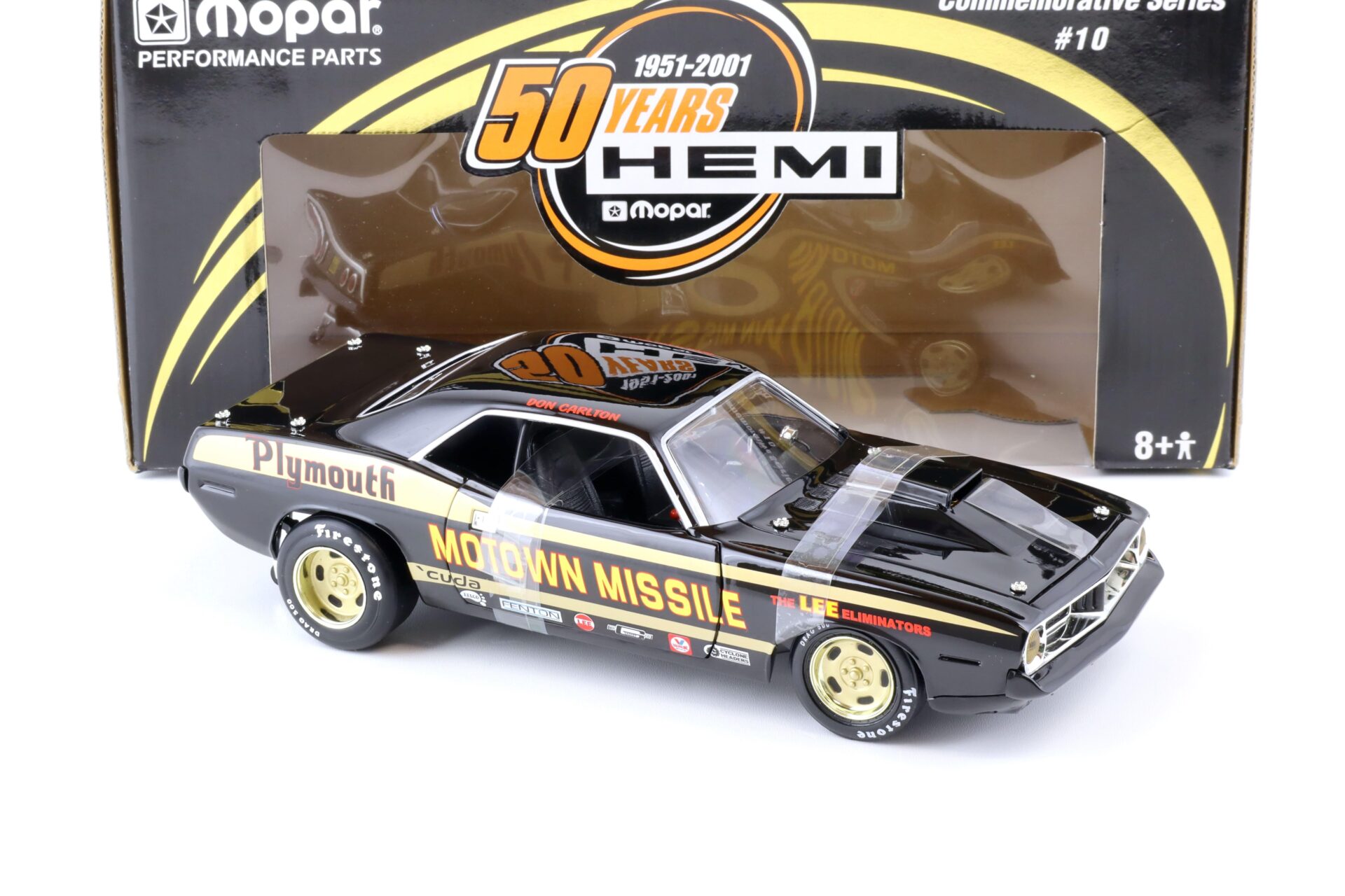 1:18 ERTL Collectibles 1972 Plymouth Barracuda Motown Missile black / gold