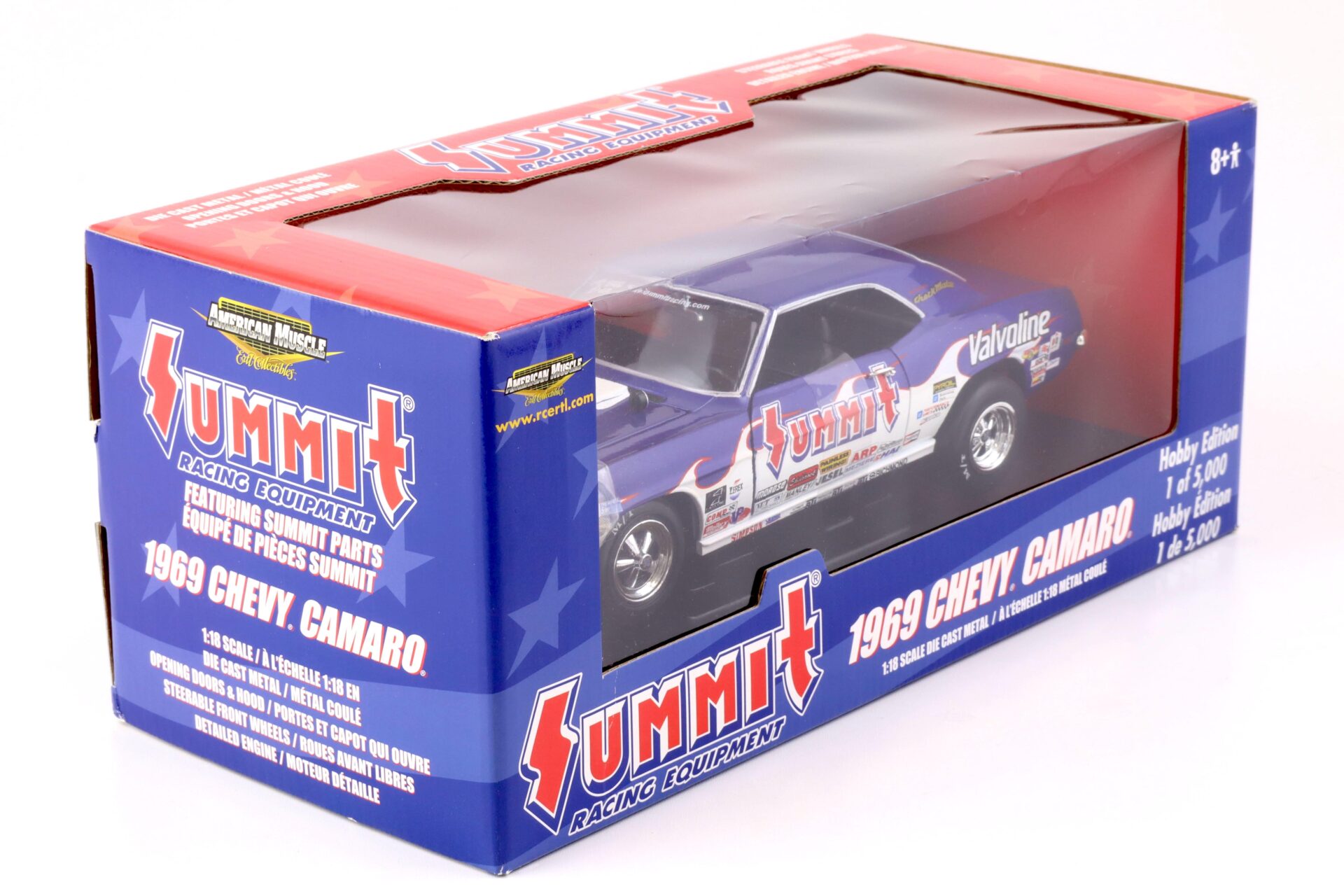 1:18 ERTL Racing Champions 1969 Chevrolet Camaro Summit Racing Equipment blue / white