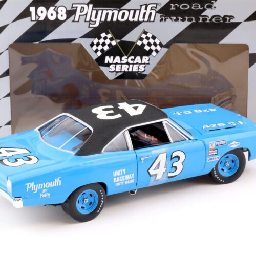 1:18 ERTL 1968 Plymouth Road Runner Nascar Series #43 blue / black