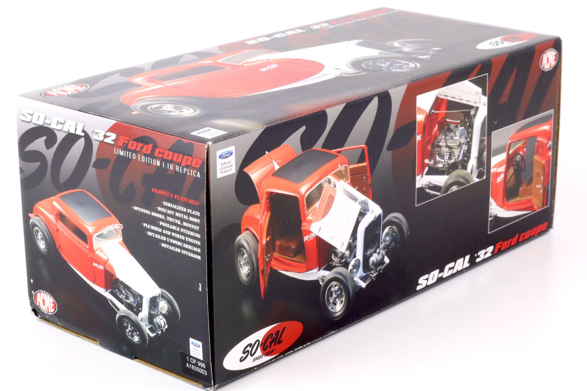 1:18 ACME 1932 Ford Coupe Hot Rod SO-CAL Speed Shop red/ white
