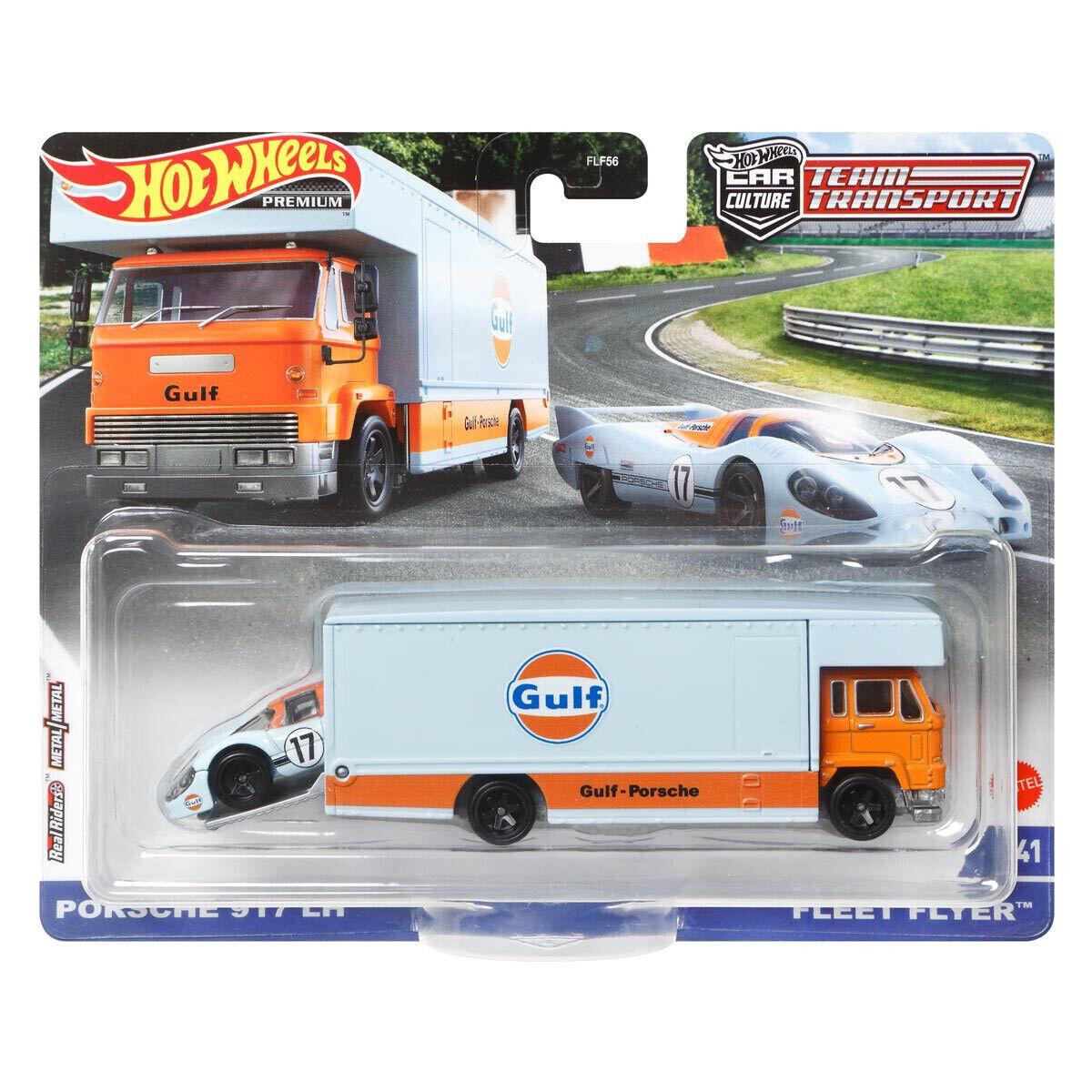 1:64 Hot Wheels Premium Team Transport Porsche 917 LH Gulf & Fleet Flyer #41