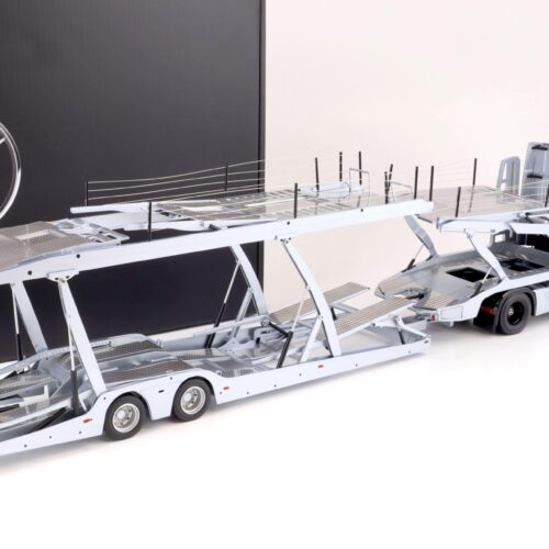 1:18 NZG Mercedes Actros Autotransporter LKW Edition 1 silver DEALER VERSION