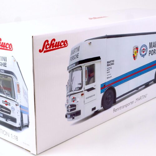1:18 Schuco Mercedes O317 Renntransporter MARTINI PORSCHE white