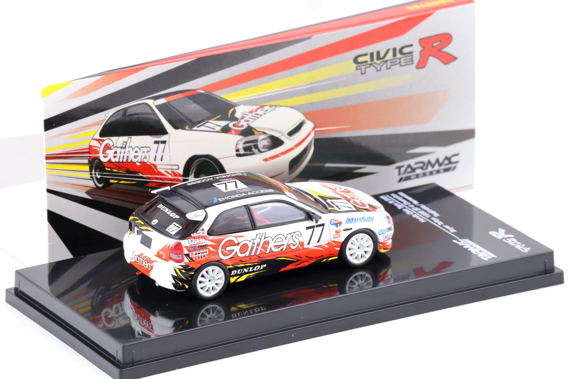 1:64 Tarmac Works Honda Civic Type R EK9 Super Taikyu 1998 ST-4 Champion #77 white / red