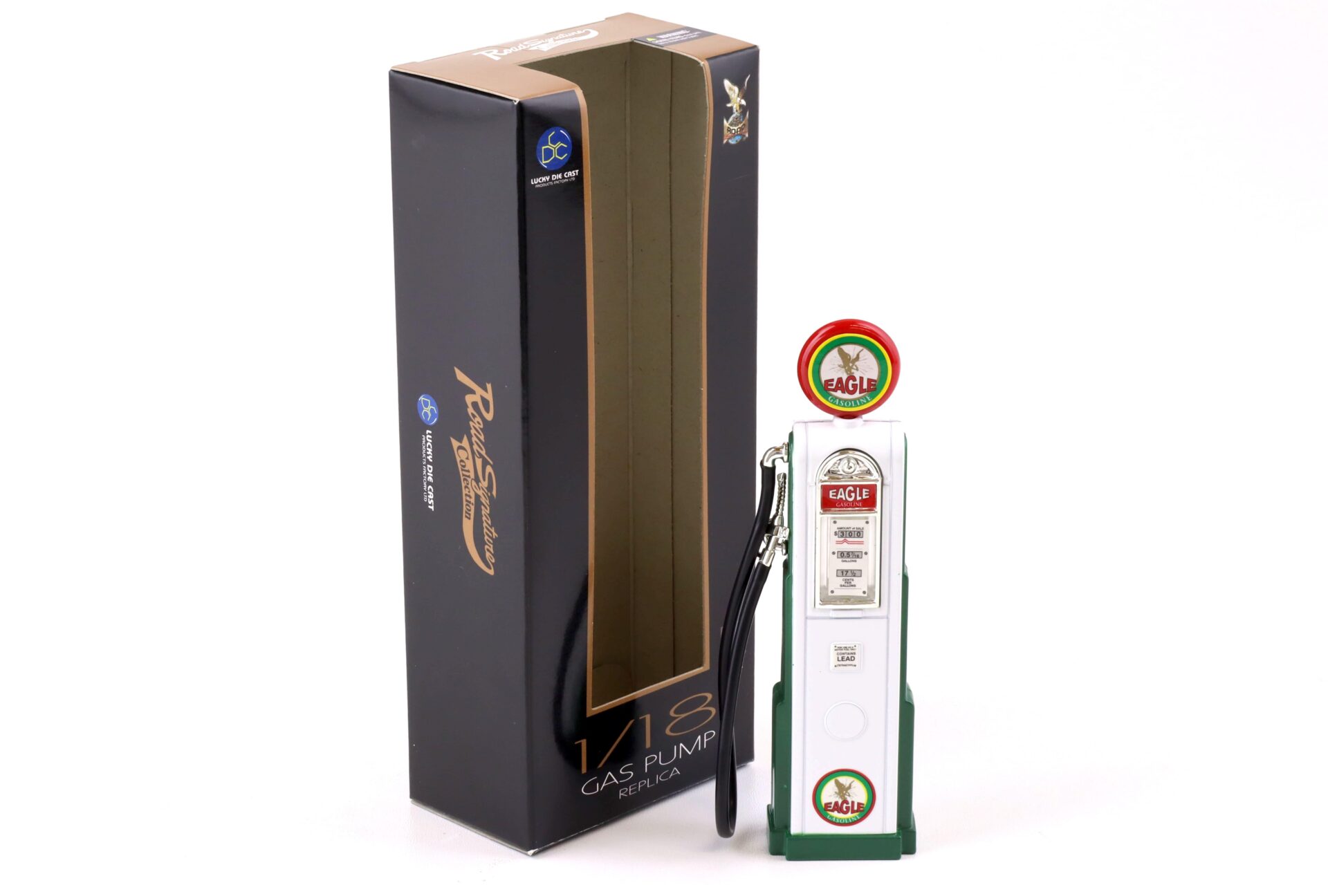 1:18 Road Signature Gas Pump Zapfsäule Eagle Gasoline white/green