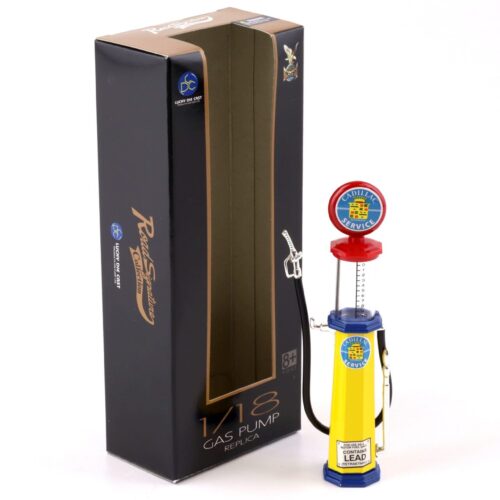 1:18 Road Signature Gas Pump Zapfsäule Cadillac Service yellow / red / blue