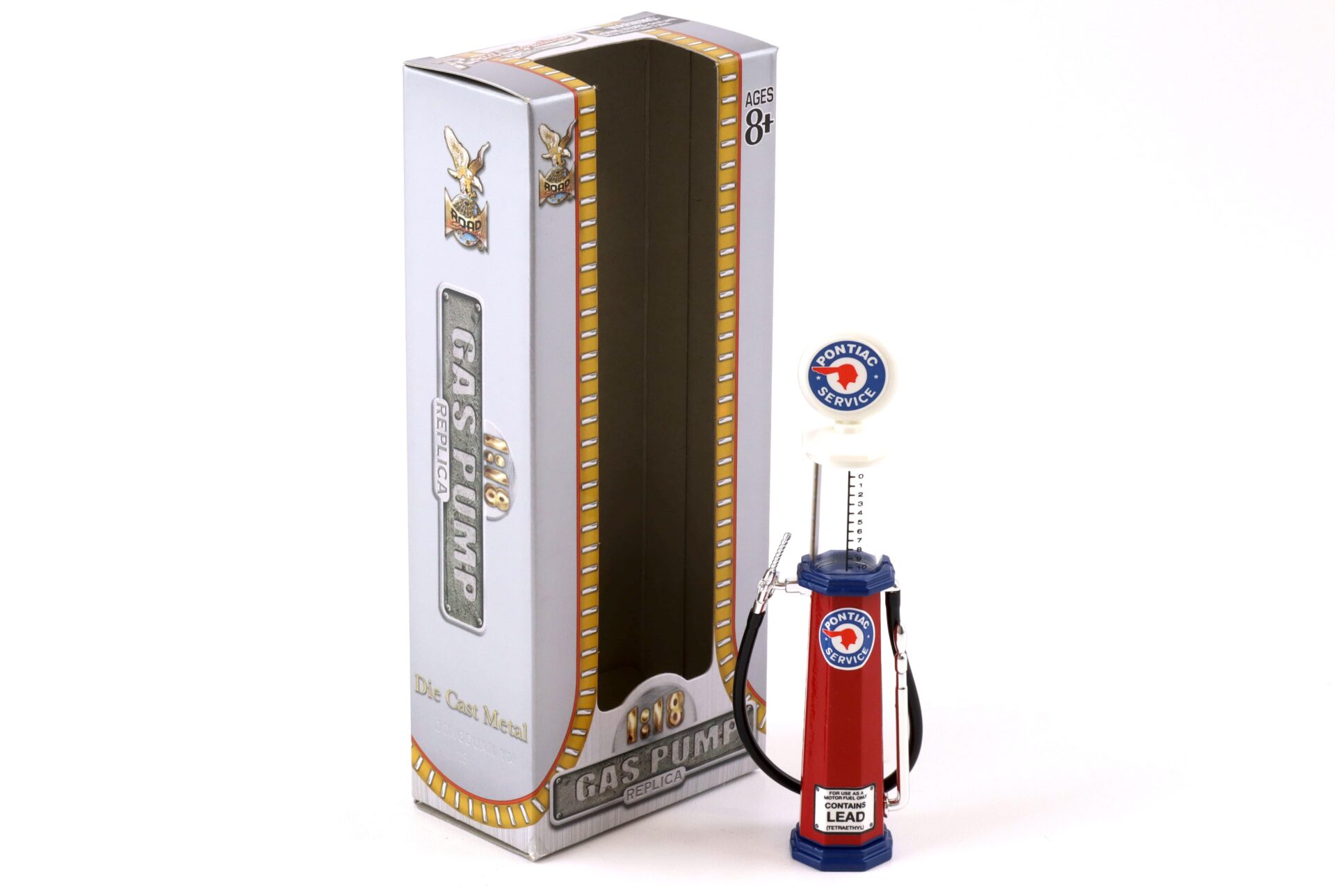 1:18 Road Signature Gas Pump Zapfsäule Pontiac Service red / blue / white