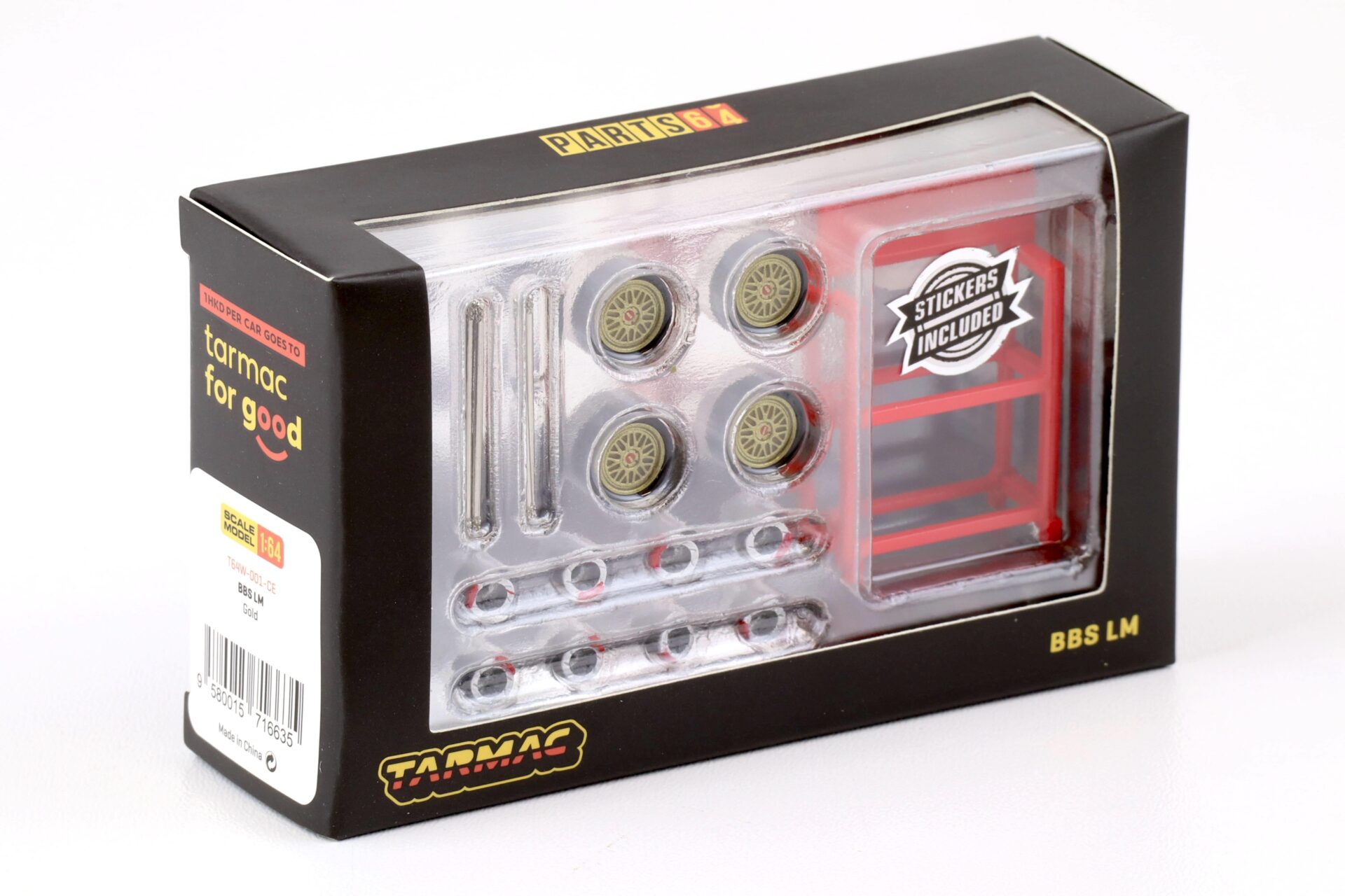 1:64 Tarmac Works Wheel & Tire Set BBS LM gold / red