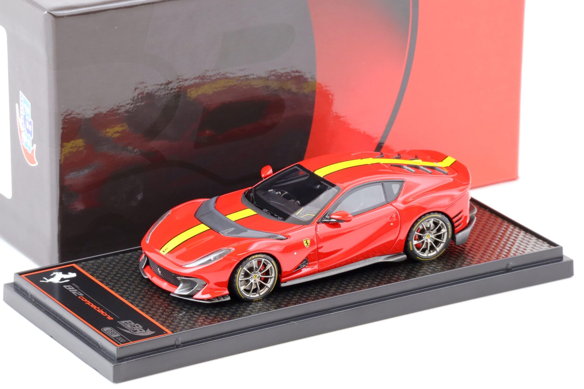 1:43 BBR Ferrari 812 Competizione 2021 Rosso Corsa 322 red w/ giallo fly stripe
