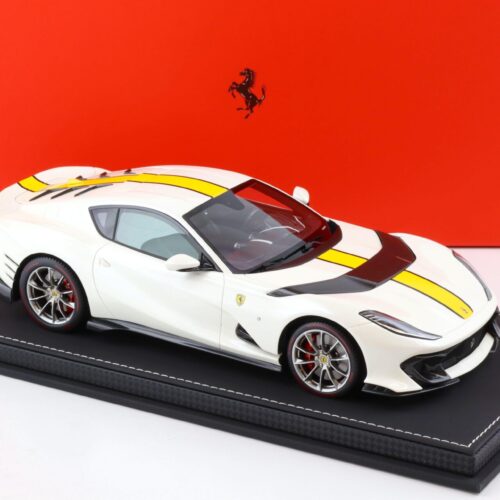 1:18 BBR Ferrari 812 Competizione 2021 Gloss Italian white/ yellow stripe - Limited 48 pcs.