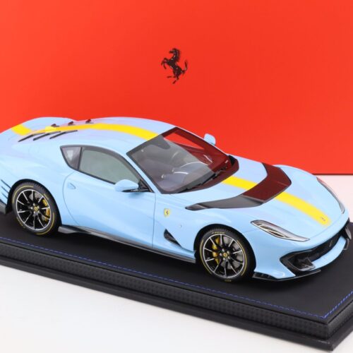 1:18 Ferrari 812 Competizione 2021 Azure La Plata blue/ yellow stripe with Showcase