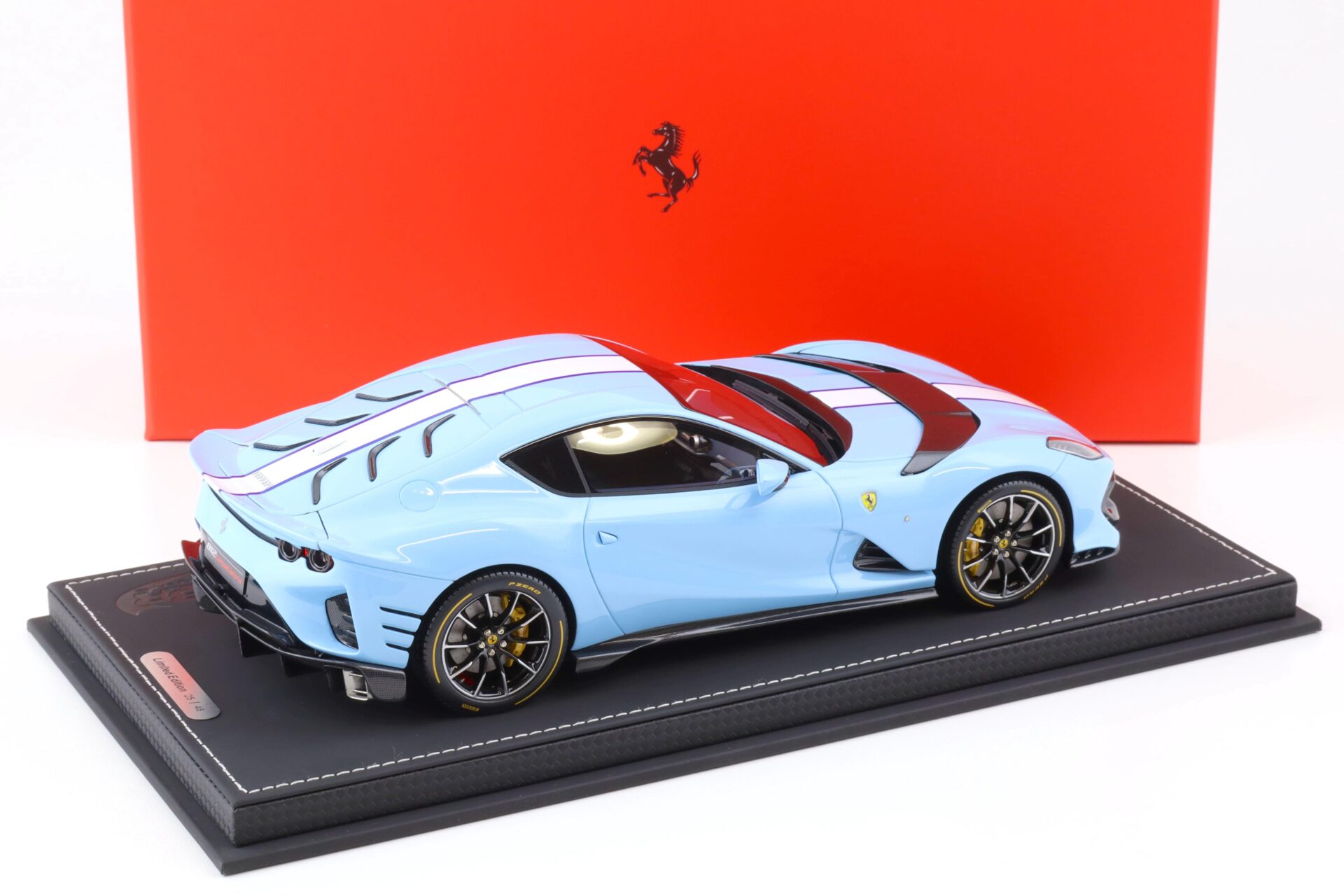 1:18 BBR Ferrari 812 Competizione 2021 Azure La Plata blue/ white stripe with Showcase