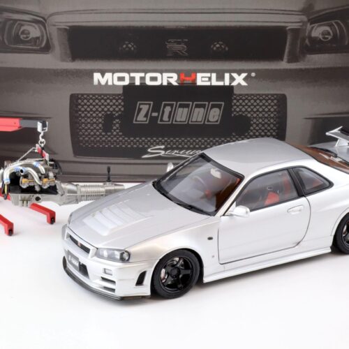 1:18 Motorhelix Nissan Skyline GT-R (R34) Z-Tune Nismo silver + engine M83404