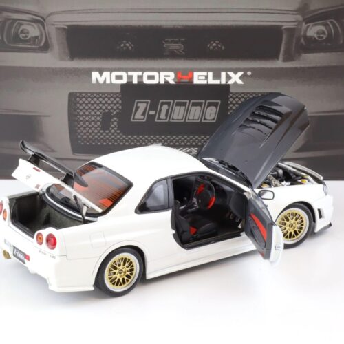 1:18 Motorhelix Nissan Skyline GT-R (R34) Z-Tune Nismo white + engine M83407