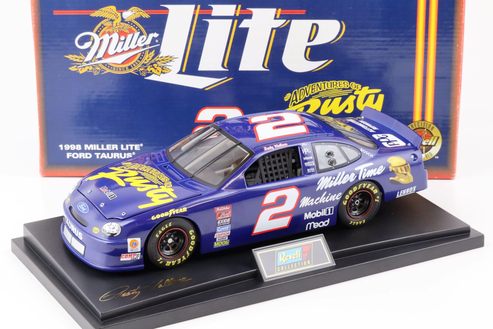1:18 Revell Ford Taurus 1998 NASCAR Miller Lite Rusty Wallace #2 blue