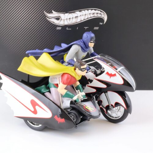 1:12 Hot Wheels Elite BATMAN Classic TV Series Batcycle with Batman and Robin