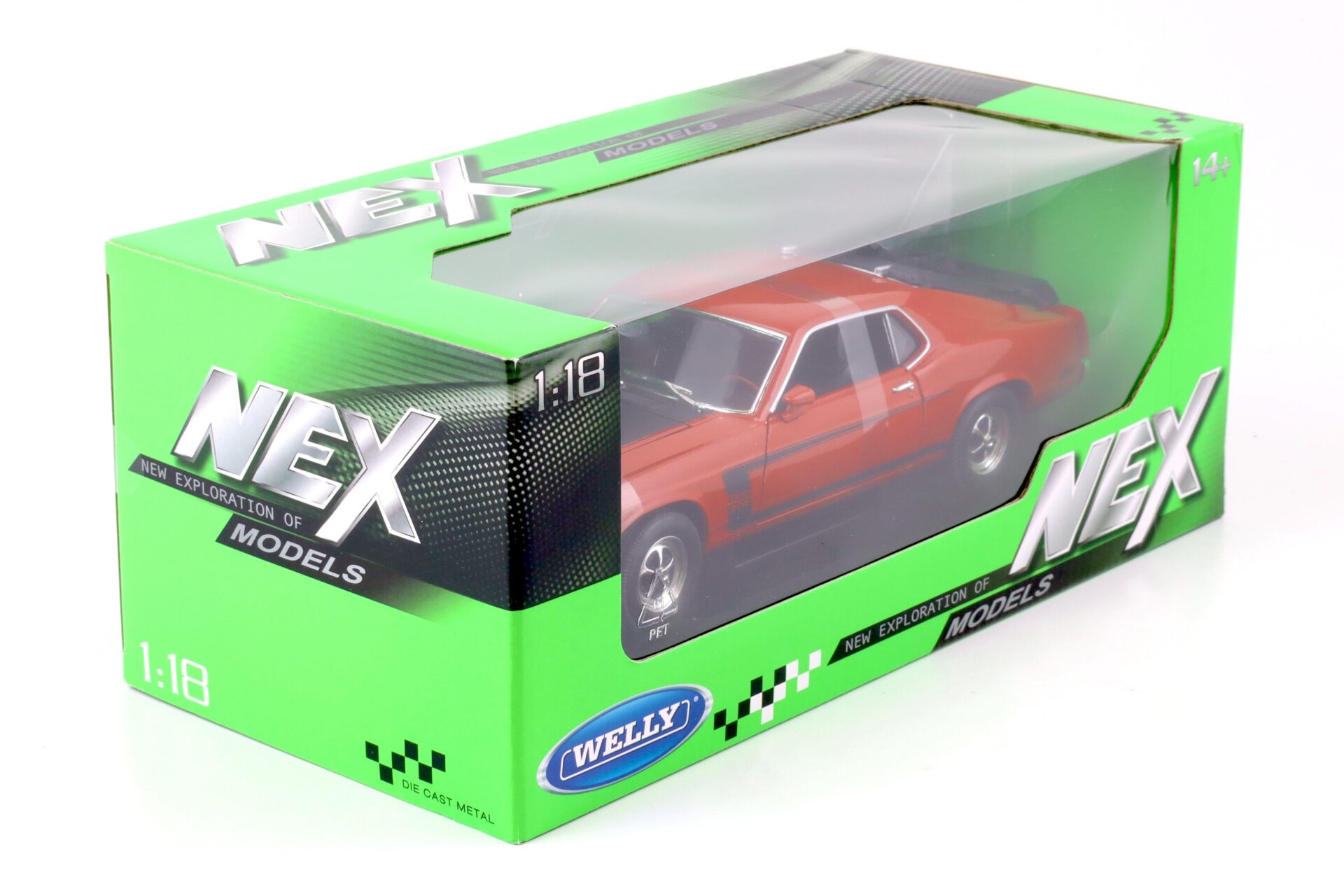 1:18 Welly NEX 1969 Ford Mustang Boss 302 Coupe red