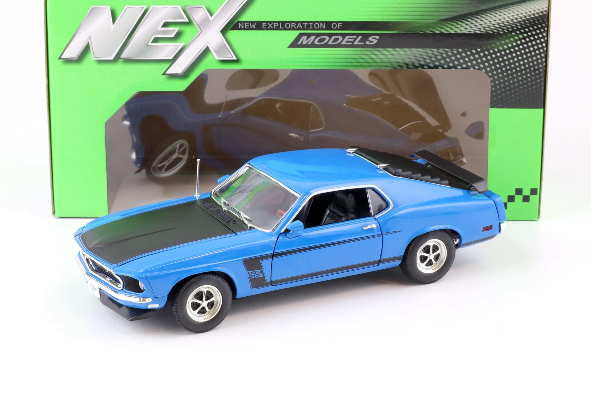 1:18 Welly NEX 1969 Ford Mustang Boss 302 Coupe blue