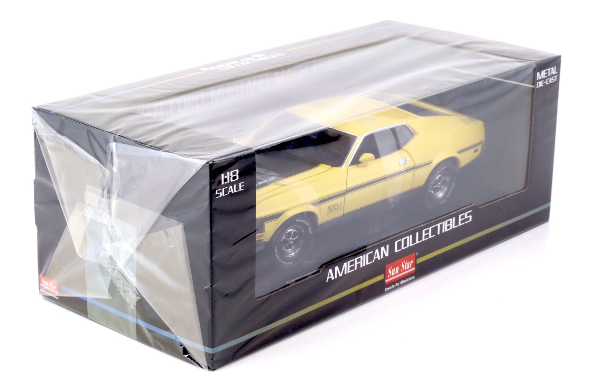 1:18 Sun Star 1971 Ford Mustang Mach 1 Coupe Ram Air 351 yellow