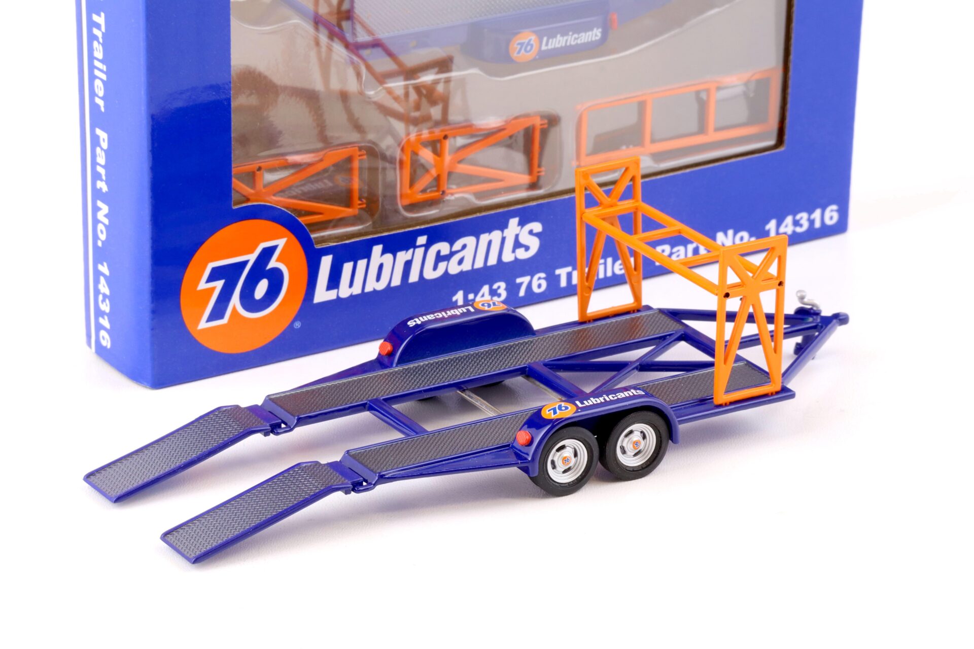 1:43 GMP Tandem Car Trailer Anhänger Union 76 Lubricants blue Diorama Zubehör