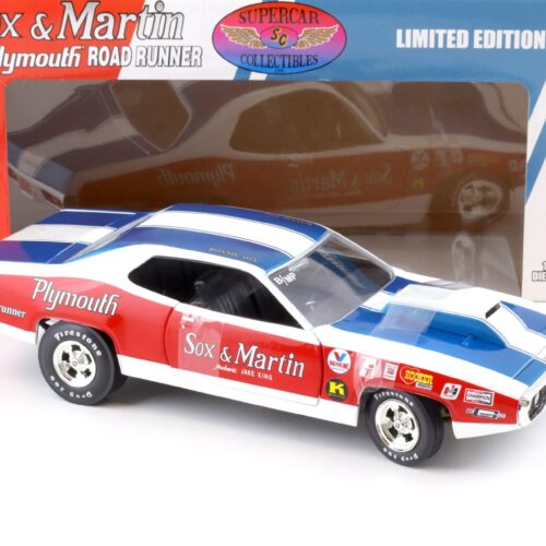 1:18 ERTL 1971 Plymouth Road Runner Sox & Martin white/ blue/ red