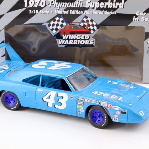 1:18 ERTL 1970 Plymouth Superbird #43 Winged Warriors Richard Petty blue