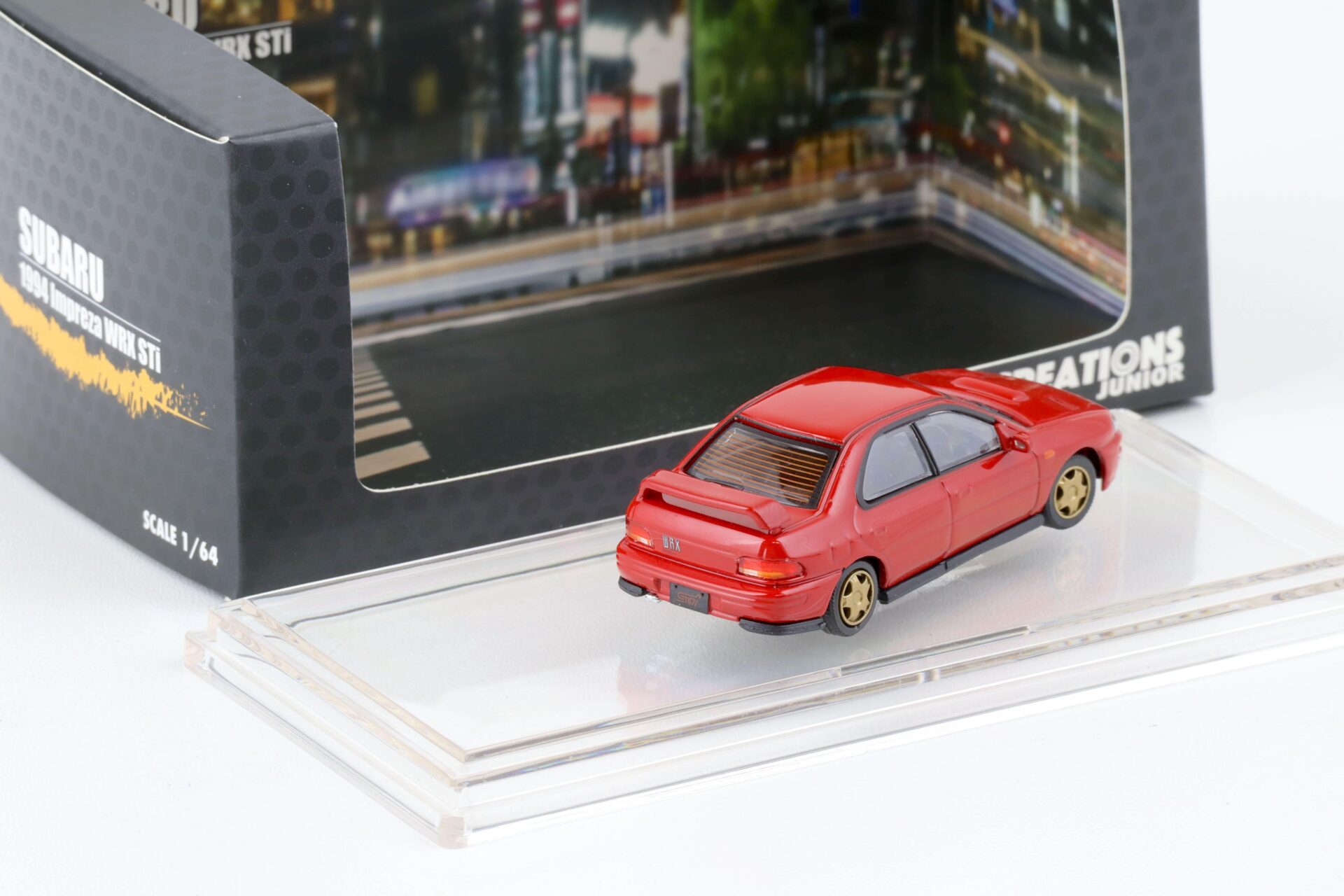 1:64 BMC BM Creations 1994 Subaru Impreza WRX STi RHD red + parts & wheels