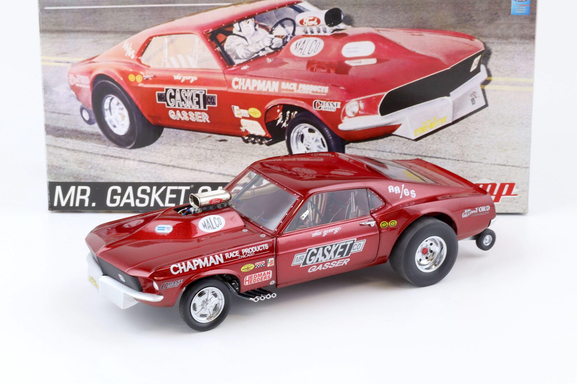 1:18 GMP 1967 Ford Mustang OHIO GEORGE Mr. Gasket Gasser red G1800819