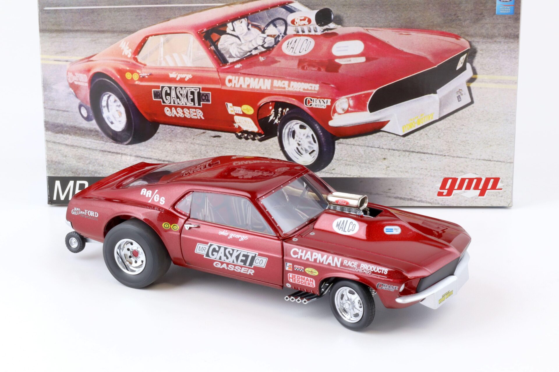 1:18 GMP 1967 Ford Mustang OHIO GEORGE Mr. Gasket Gasser red G1800819