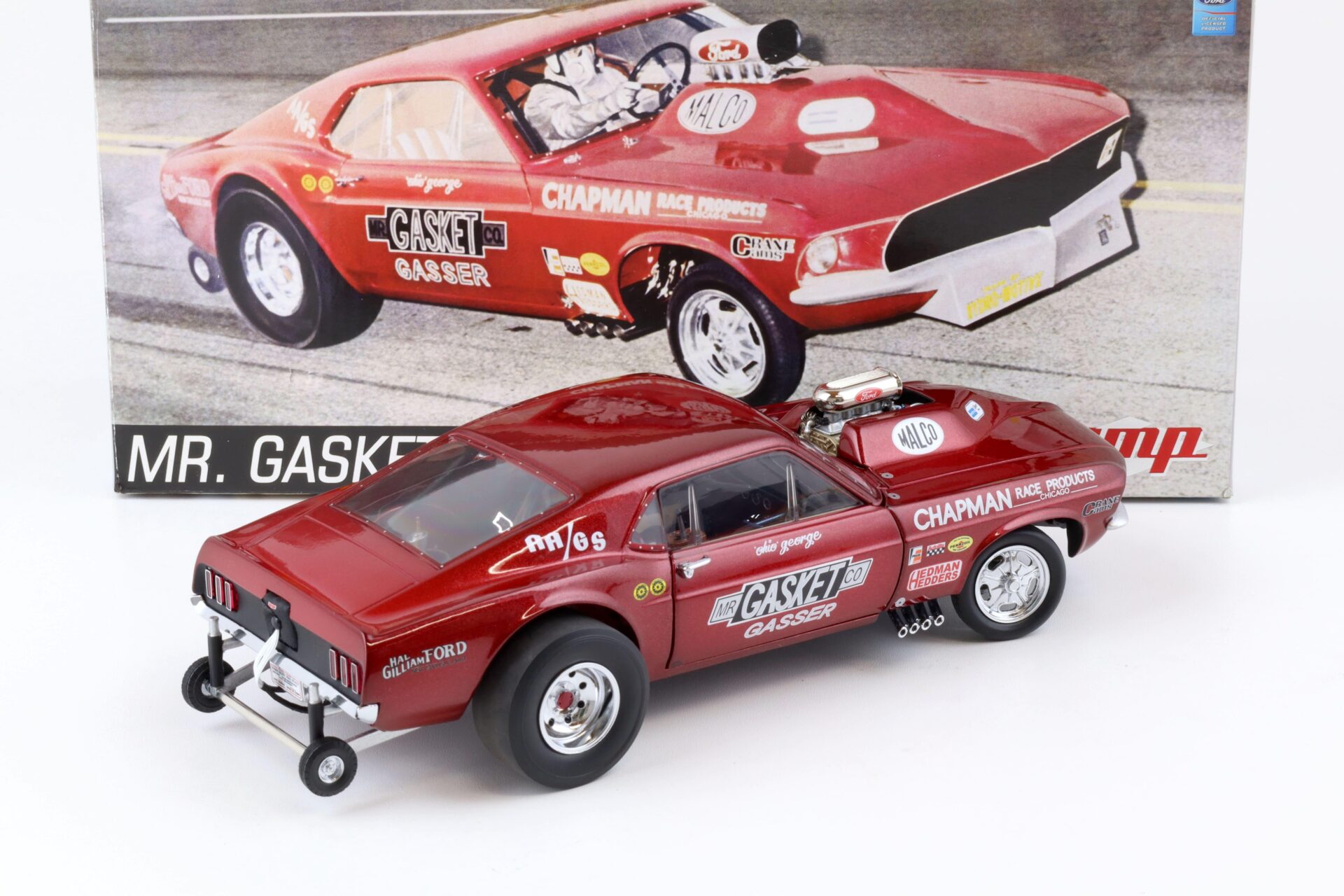 1:18 GMP 1967 Ford Mustang OHIO GEORGE Mr. Gasket Gasser red G1800819