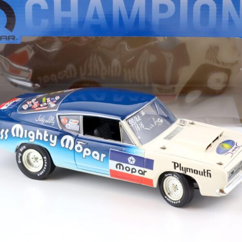 1:18 Highway61 1968 Plymouth Hemi Barracuda Mighty Miss Mopar blue/ white