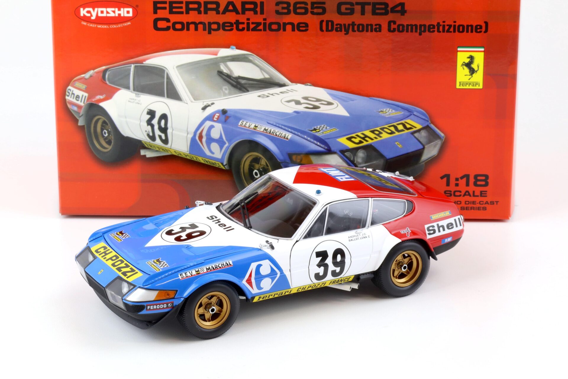 1:18 Kyosho Ferrari 365 GTB4 Daytona Competizione Coupe #39 Carrefour