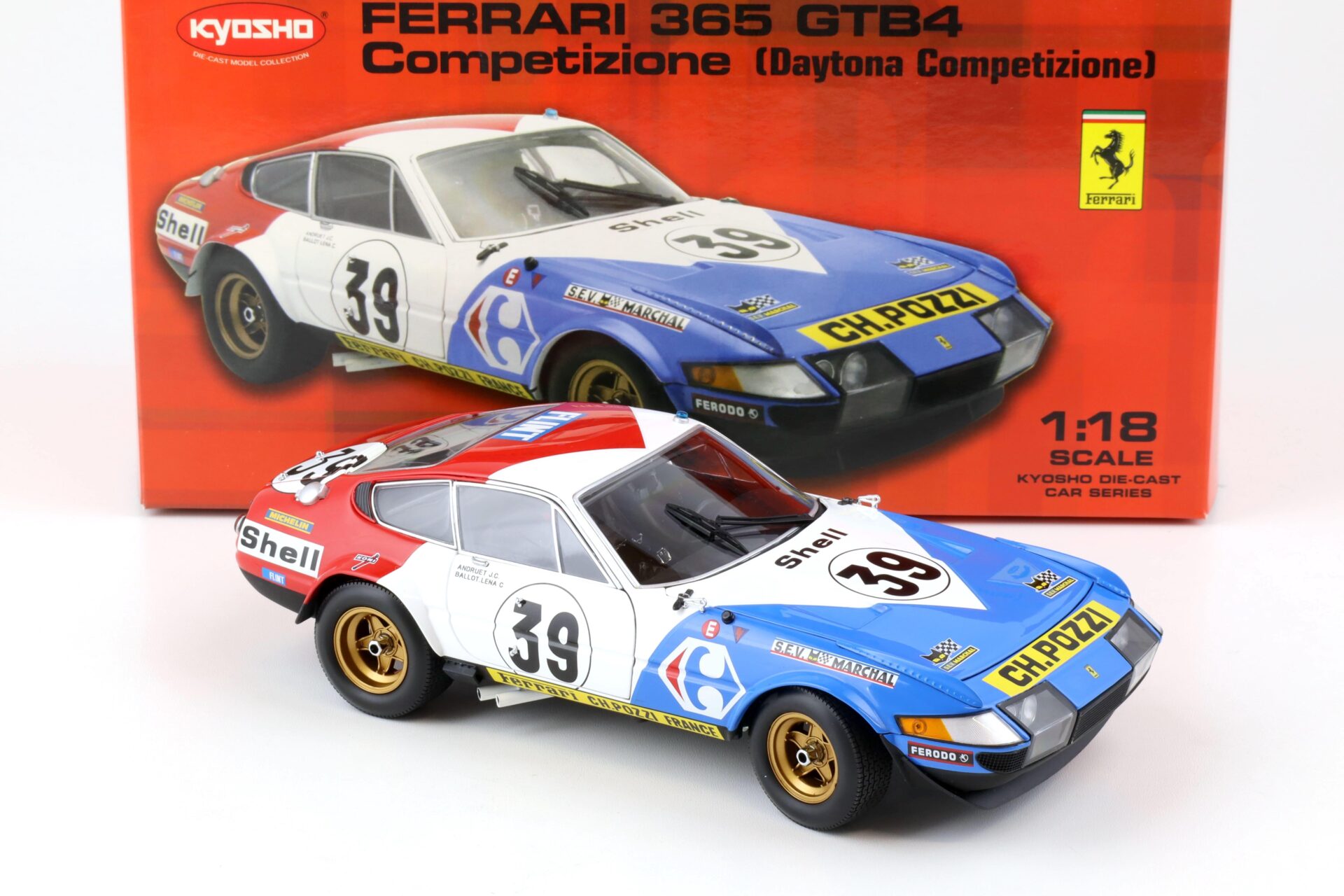 1:18 Kyosho Ferrari 365 GTB4 Daytona Competizione Coupe #39 Carrefour
