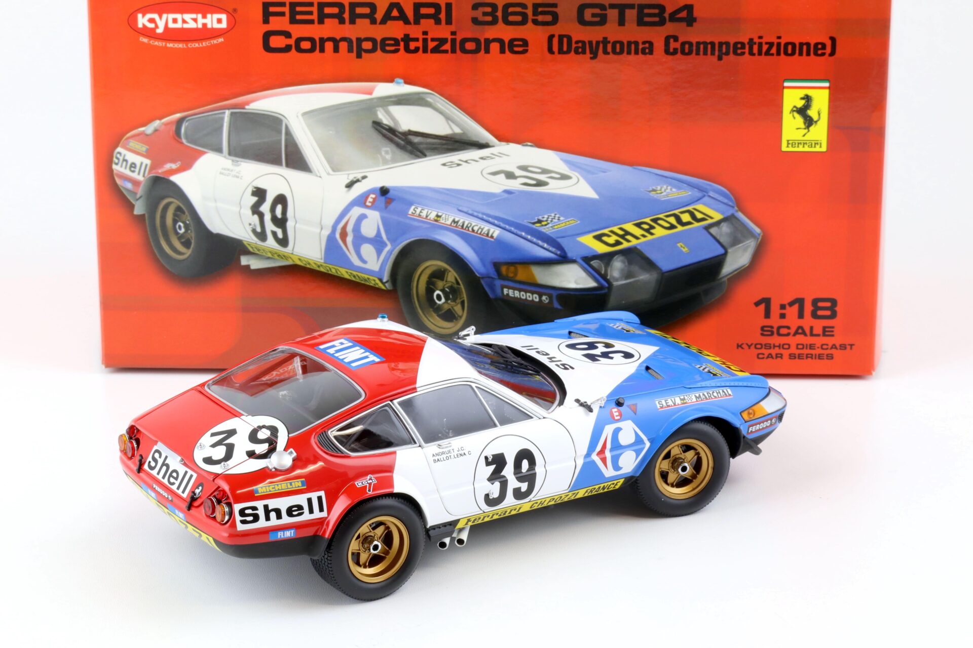 1:18 Kyosho Ferrari 365 GTB4 Daytona Competizione Coupe #39 Carrefour