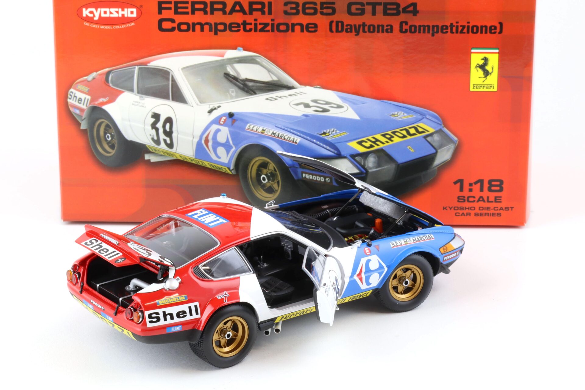 1:18 Kyosho Ferrari 365 GTB4 Daytona Competizione Coupe #39 Carrefour