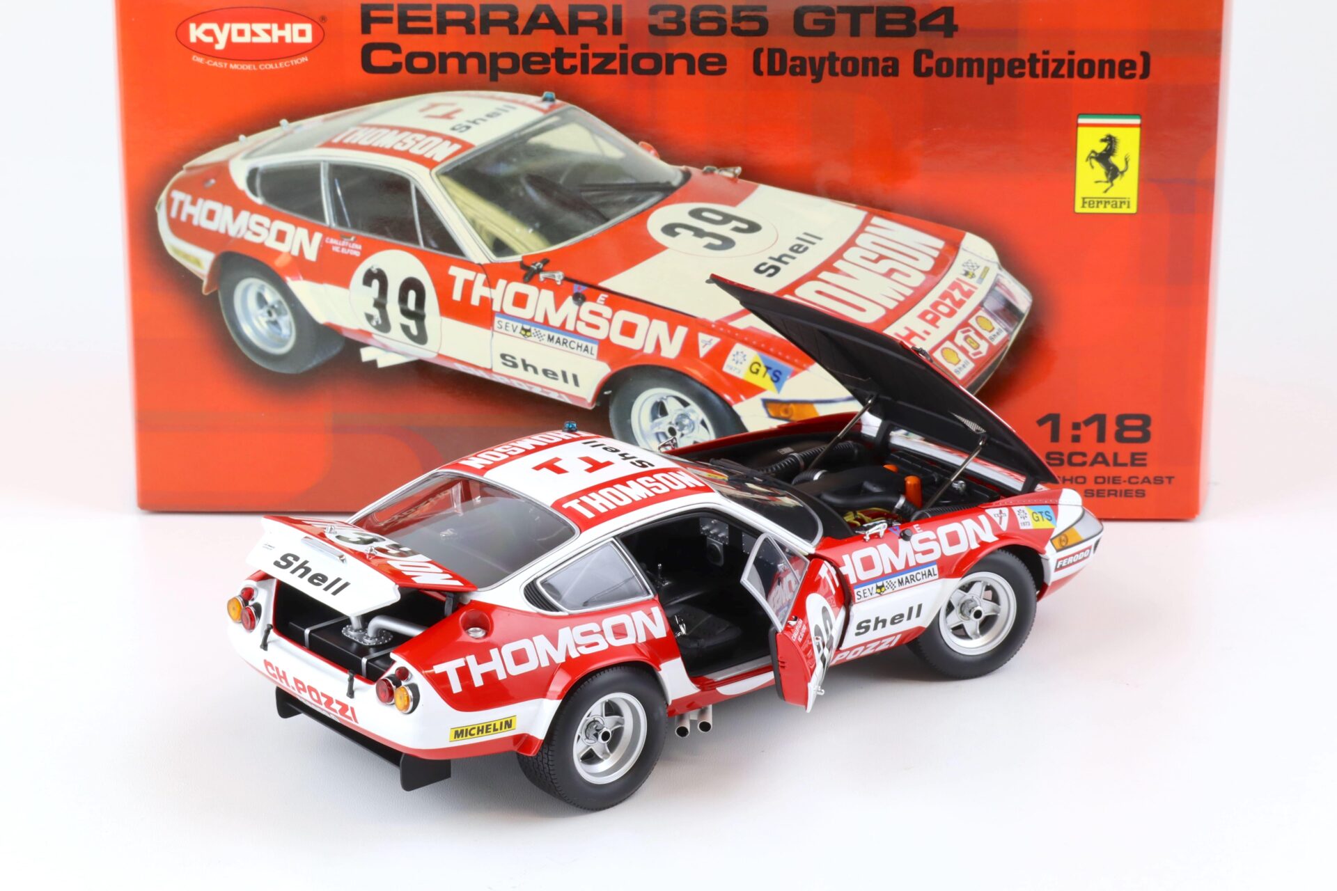 1:18 Kyosho Ferrari 365 GTB4 Daytona Competizione Coupe #39 Thomson red