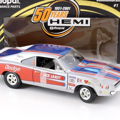1:18 ERTL 1969 Dodge Charger R/T Dick Landy MOPAR 50 Years Hemi silver/blue/red