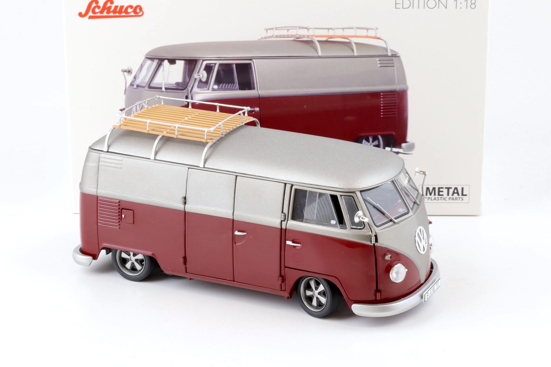 1:18 Schuco VW T1 Lowrider Bus red/ matt silver-grey 450045600