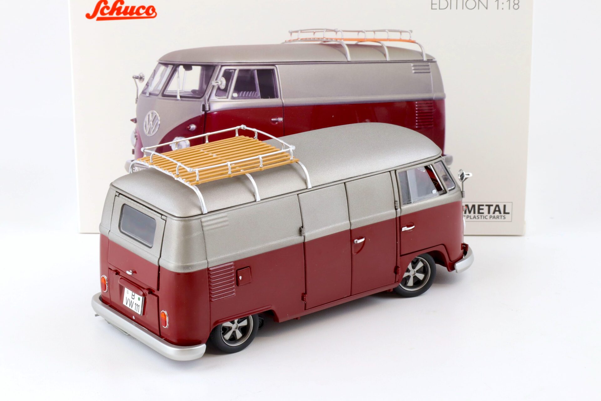 1:18 Schuco VW T1 Lowrider Bus red/ matt silver-grey 450045600