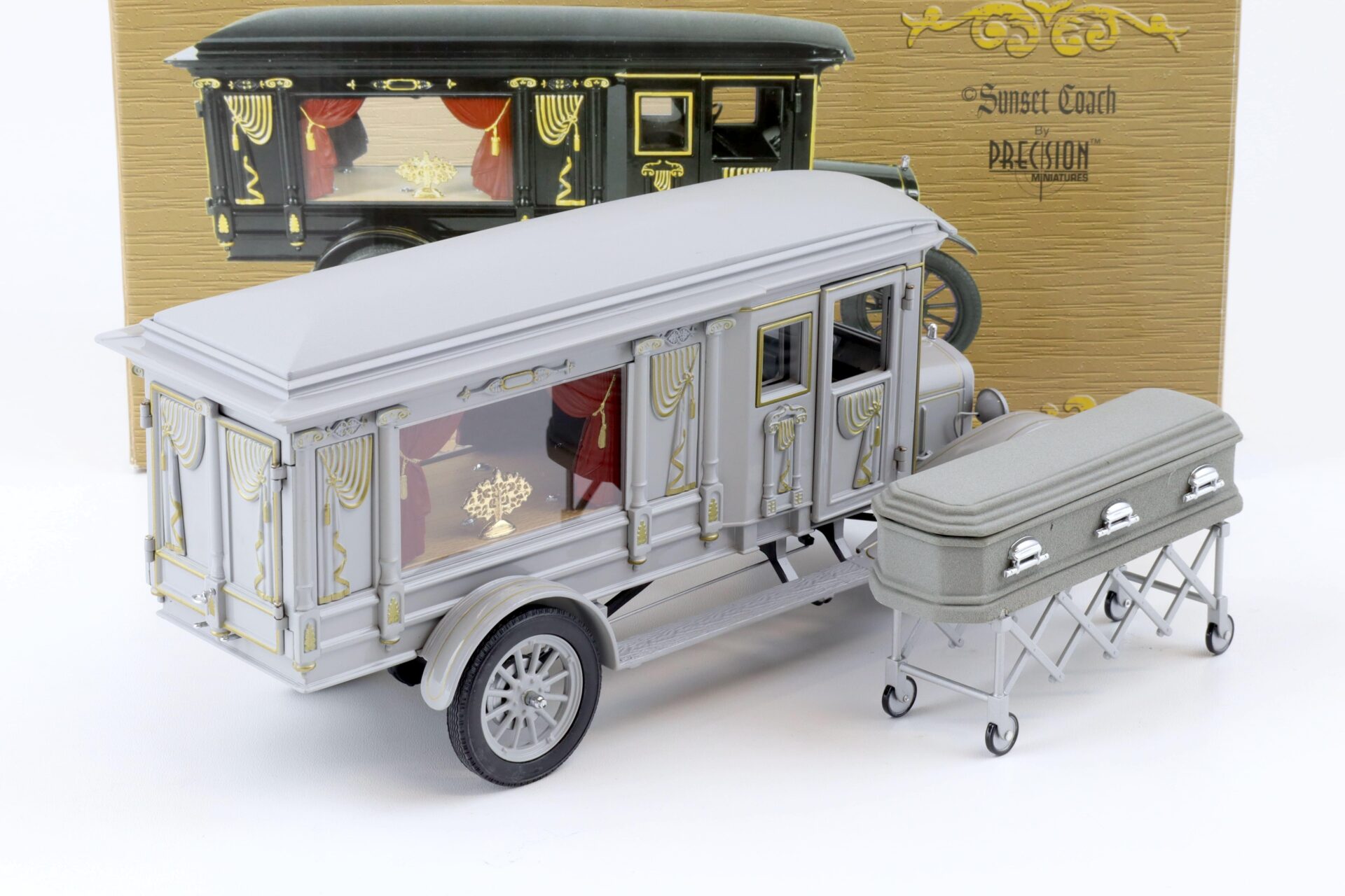 1:18 Precision Miniatures Sunset Coach 1921 Ford Model T Hearse grey
