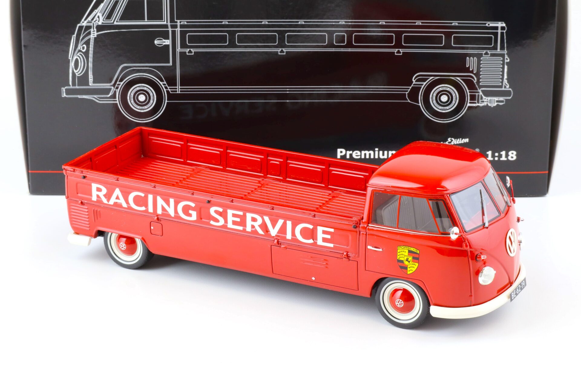 1:18 Premium ClassiXXs VW T1 Langpritsche Bunker Porsche Racing Service red