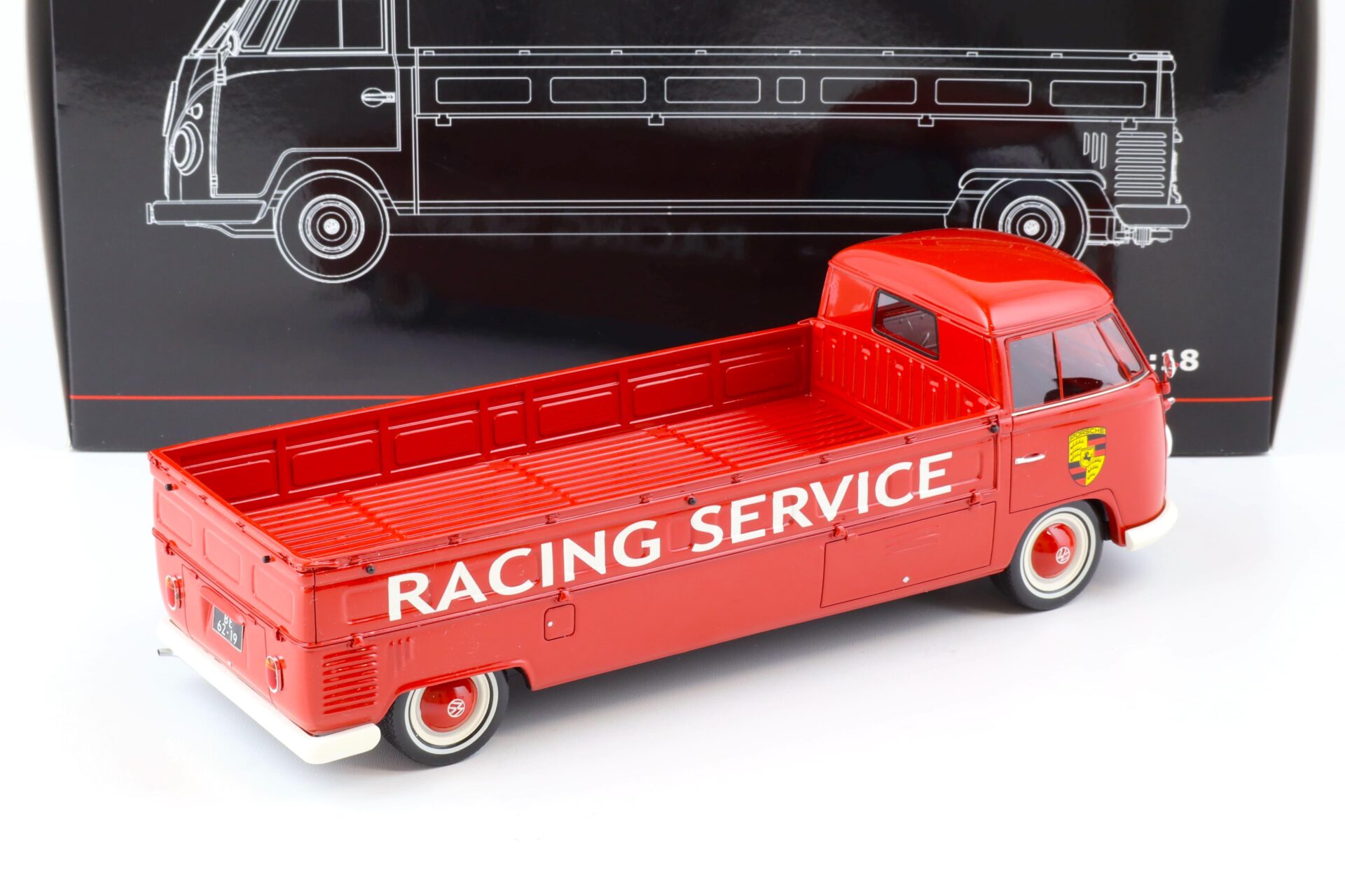 1:18 Premium ClassiXXs VW T1 Langpritsche Bunker Porsche Racing Service red
