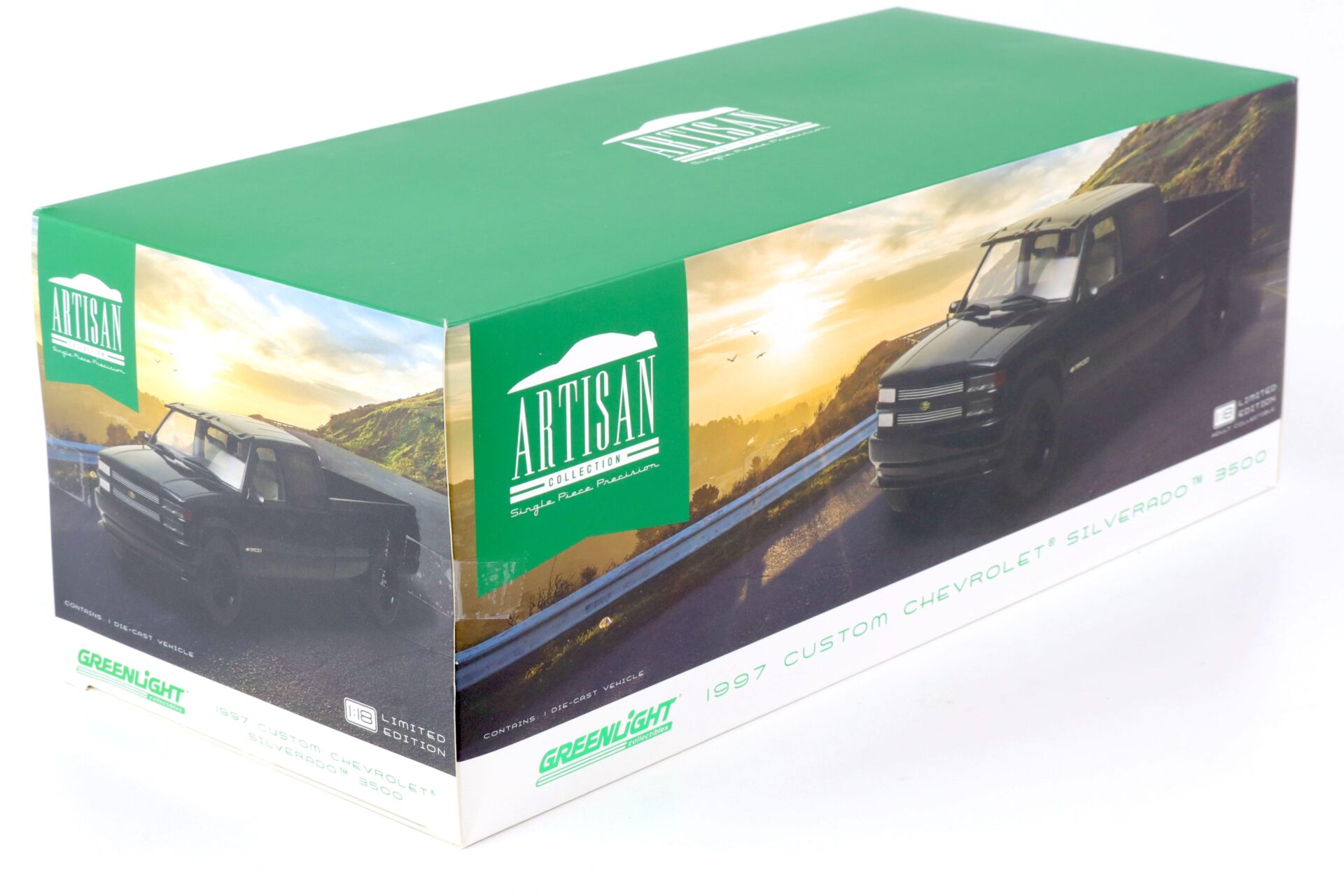 1:18 Greenlight 1997 Custom Chevrolet Silverado 3500 Pickup black