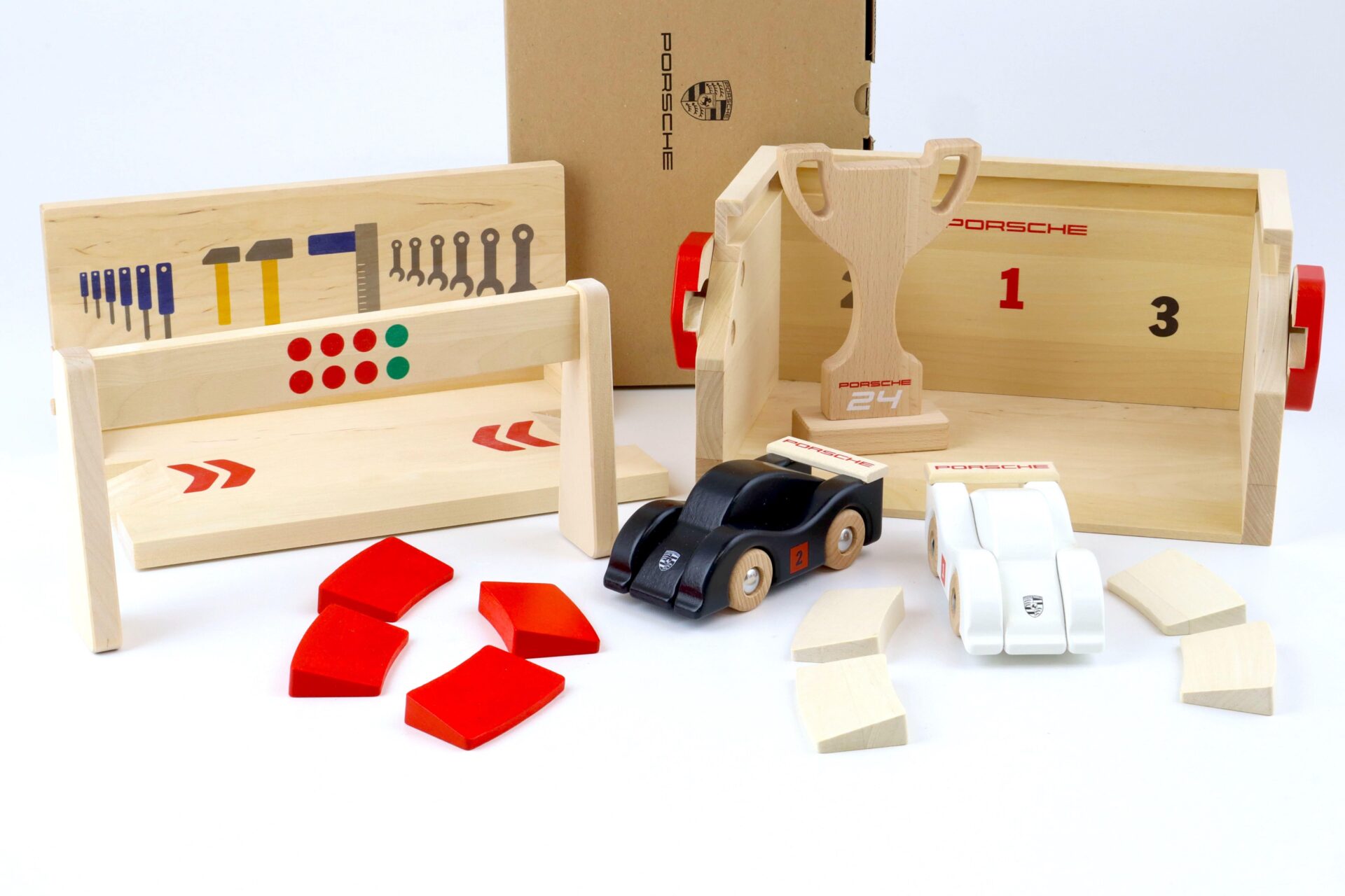 Original Porsche Drivers Selection Race Track Starter Set Holzspielzeug Rennbahn