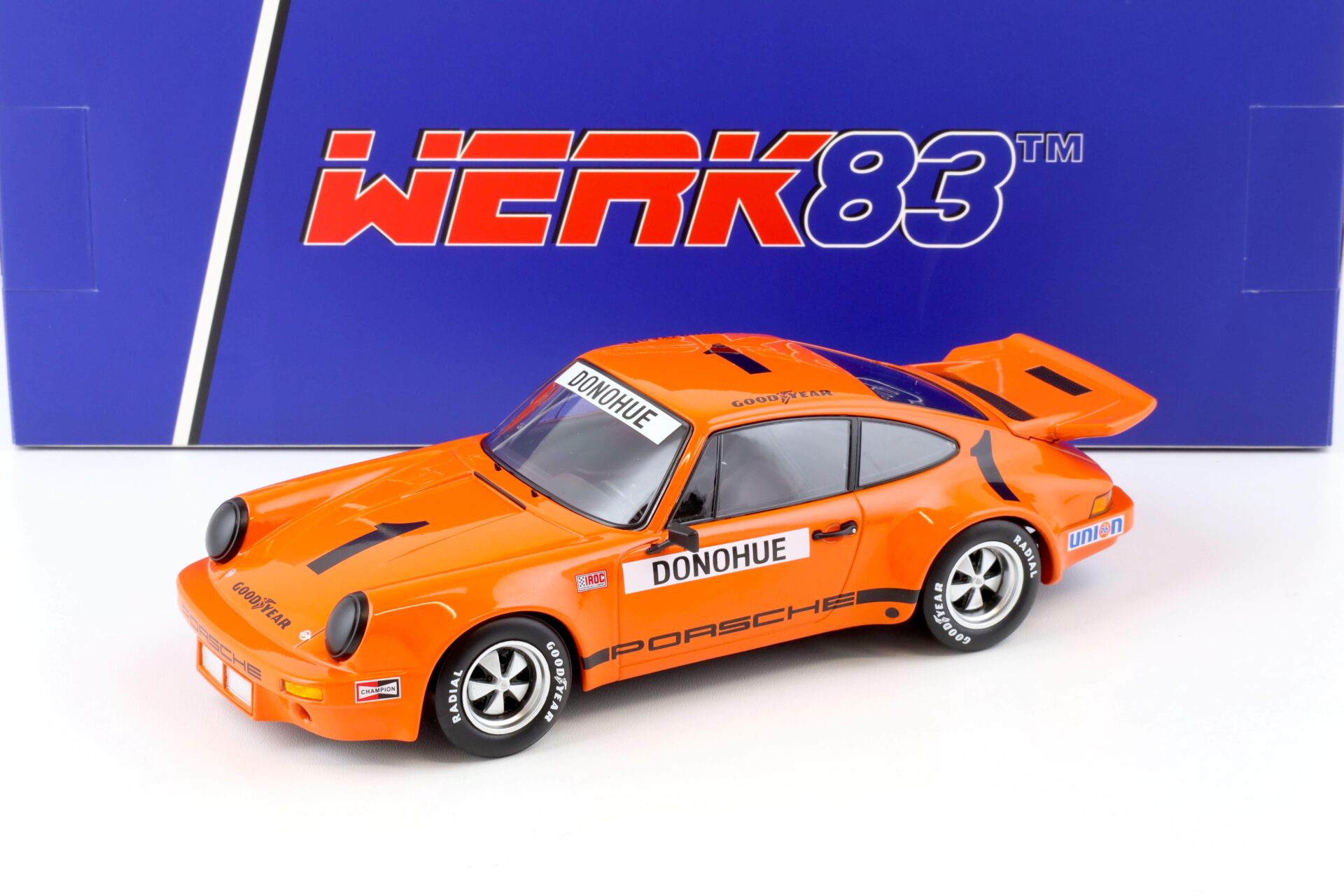 1:18 WERK83 Porsche 911 Carrera 3.0 RSR #1 Sieger IROC 1974 Mark Donohue orange