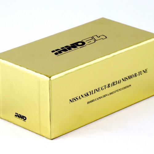 1:64 INNO64 Nissan Skyline (R34) GT-R Nismo R-Tune Hobby Expo China 2023 gold chrome