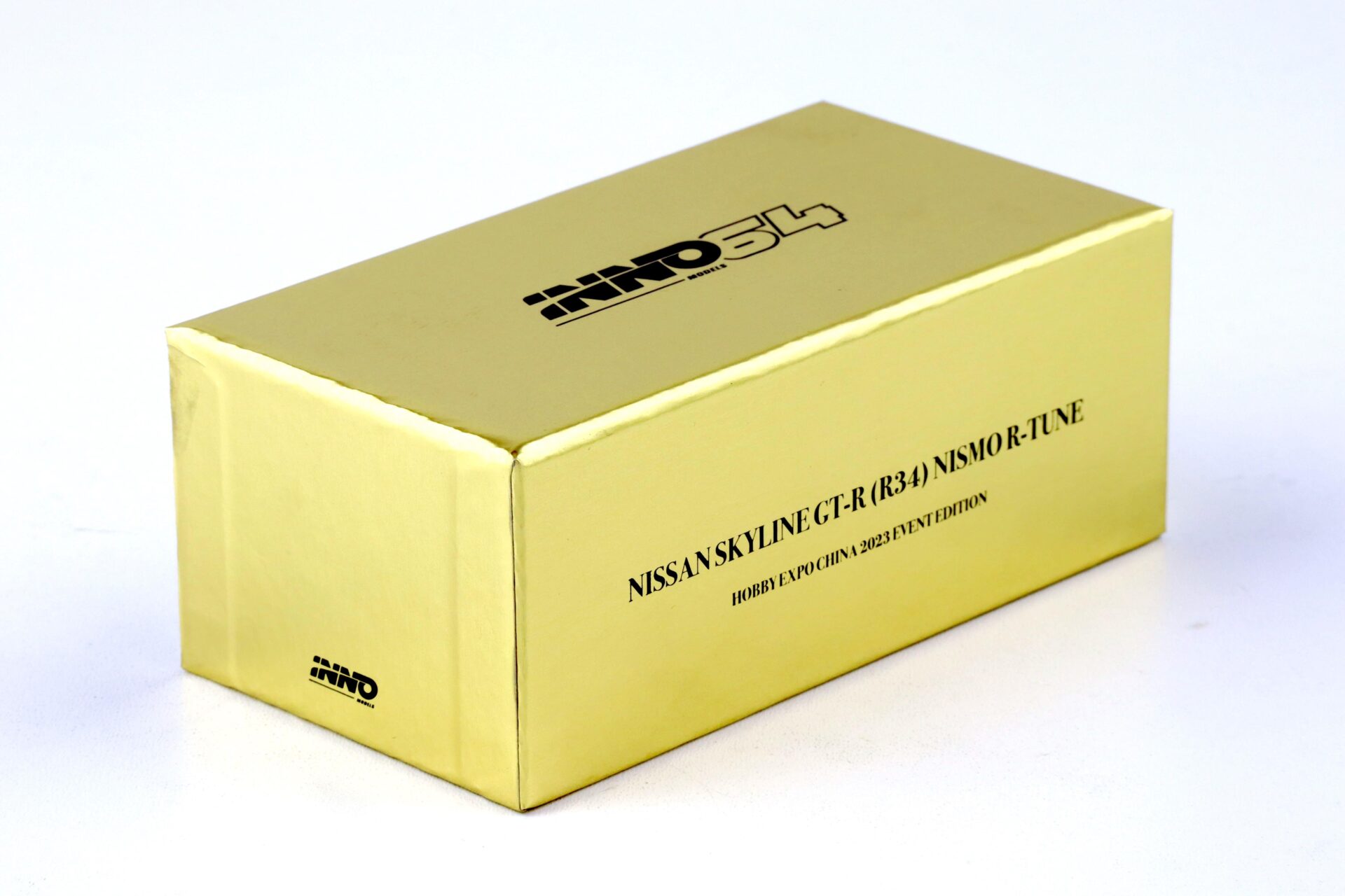 1:64 INNO64 Nissan Skyline (R34) GT-R Nismo R-Tune Hobby Expo China 2023 gold chrome