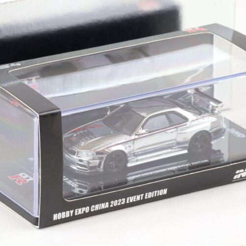 1:64 INNO64 Nissan Skyline (R34) GT-R Nismo R-Tune Hobby Expo China 2023 silver chrome